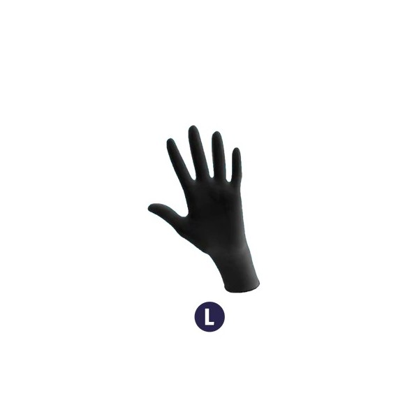 Gants jetables noirs 100% nitrile - Taille L - Boîte de 100