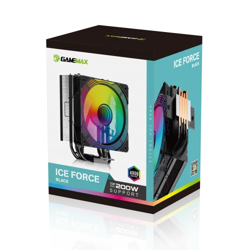 [9502-0100R0102] Ventirad GAMEMAX Ice Force BK 120mm 200W noir ARGB 1700/1851/AM4/AM5
