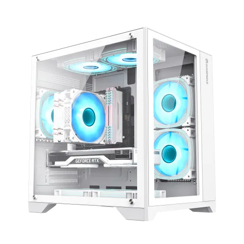 Boîtier Gamer Mini Tour GAMEMAX Infinity Mini WH MATX Blanc Aquarium