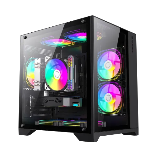 [9101-0000R0191] Boîtier Gamer Mini Tour GAMEMAX Infinity Mini BK MATX Noir Aquarium