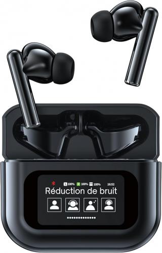 [GNLIBERTYBUDSN] Good Nook Écouteurs noir Bluetooth sans Fil, réduction de Bruit, Écran Tactile