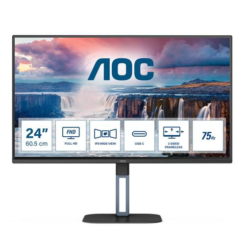 [MONAOC24V5CEBKIPS] Écran 23.8 AOC 24V5CE/BK IPS FHD 2x3W HUB USB-C 4 ms 75 Hz