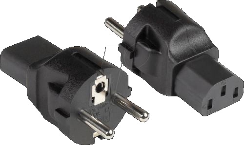 Adaptateur secteur CEE7/7 vers IEC C13, fiche contact de terre - prise secteur
